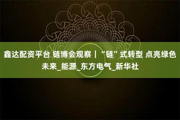鑫达配资平台 链博会观察｜“链”式转型 点亮绿色未来_能源_东方电气_新华社