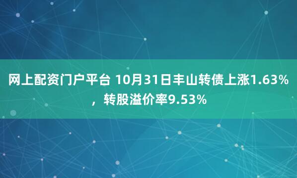 网上配资门户平台 10月31日丰山转债上涨1.63%，转股溢价率9.53%